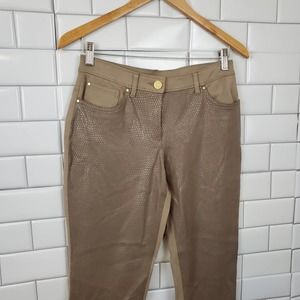CHICO'S | ANIMAL PRINT FRONT METALIC TWO TONE SLIM LEG PANTS CHICOS 00 (XS 2)